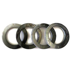 Very Large Grey Mother of Pearl MOP Shell Flat Donut Ring Hoop Frame Beads (4)